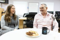 Emma, CEO of Fair for You with one of its benefactors, Philip