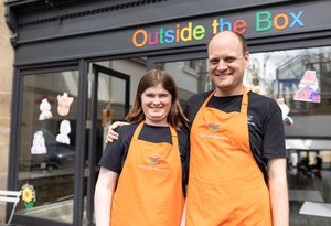 Trainees working at Outside the box, a cafe served by individuals with learning disabilities