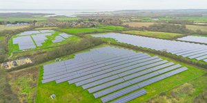 Raised view of a solar farm