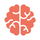 Light red coloured icon showing a brain