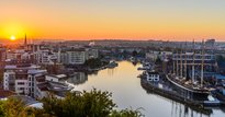 View of the Bristol skyline at dusk