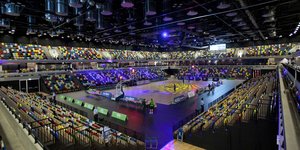 Inside a sporting arena