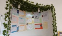 Alcove in a children's home with a calendar made by resident children