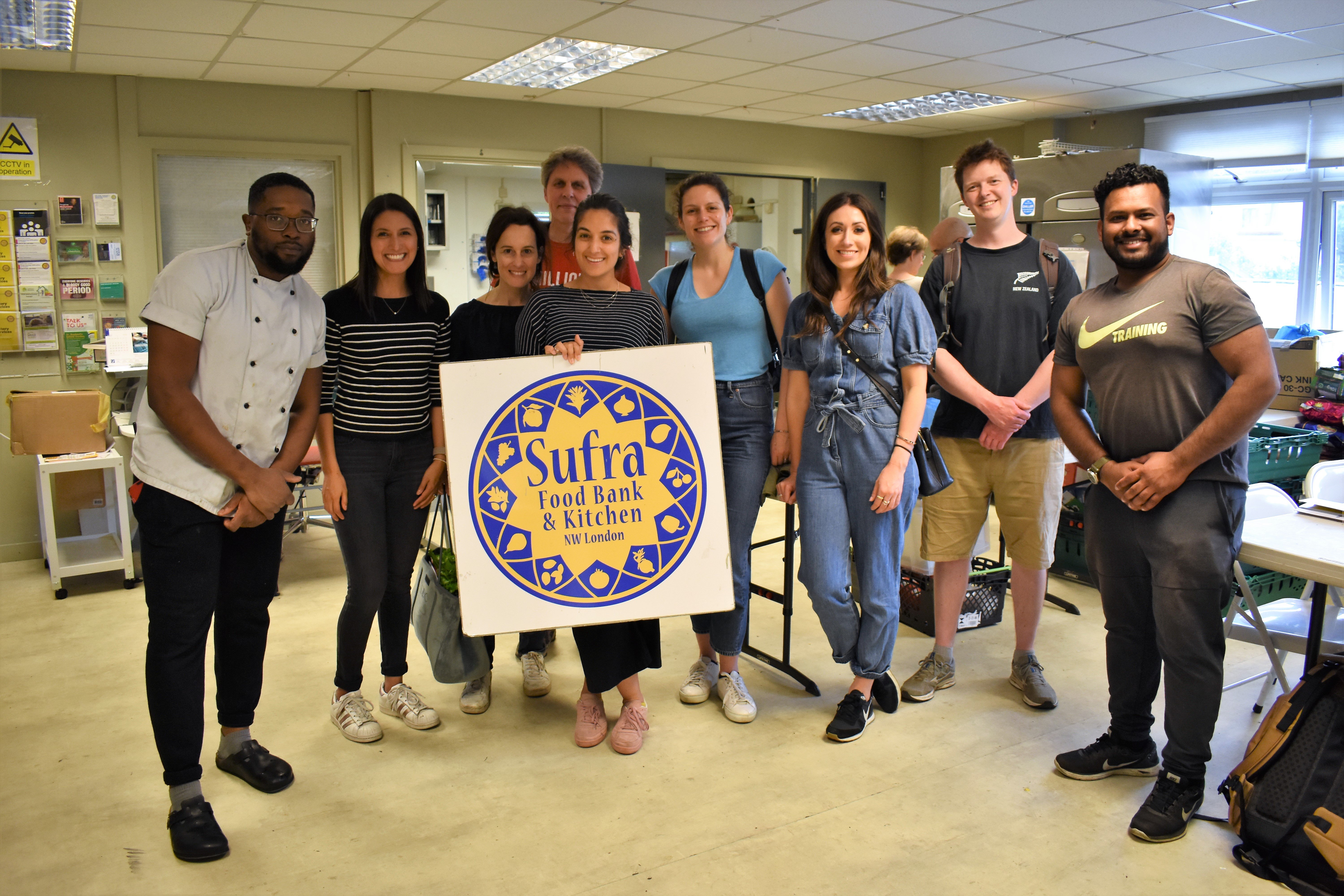 Fayyadh with BSC staff members volunteering at Sufra food bank in North-West London