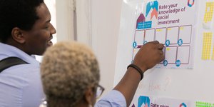 People writing on a board