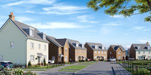 Newly built housing development on a sunny day