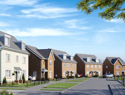 Newly built housing development on a sunny day