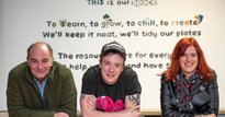 A benefactor of The Young Person's Homelessness Prevention programme with senior staff from the team