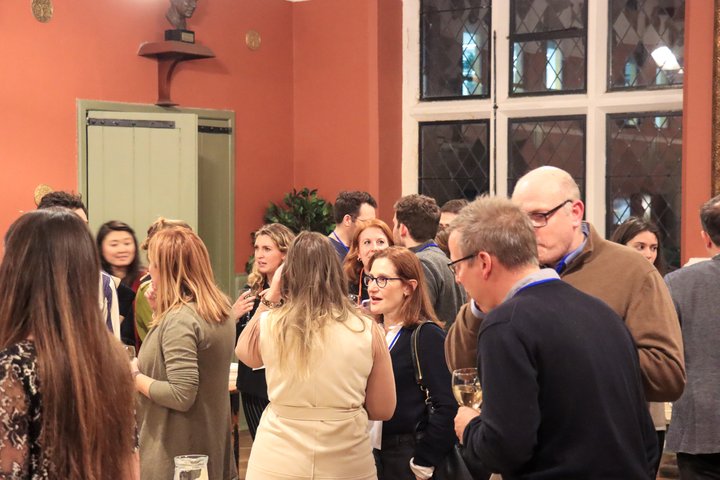 Room full of people networking