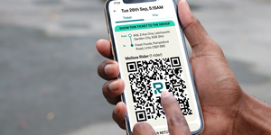 Ride Tandem app interface showing personalised QR code for passengers