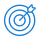 Blue icon of an arrow hitting the middle of a target