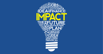 lightbulb comprised of words like impact, time, future, vision, finance, idea, plan etc
