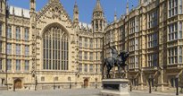 Stock image of ornate architect outside of the UK Parliament building