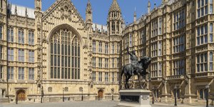 Stock image of ornate architect outside of the UK Parliament building