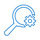 Blue icon of a magnifying glass