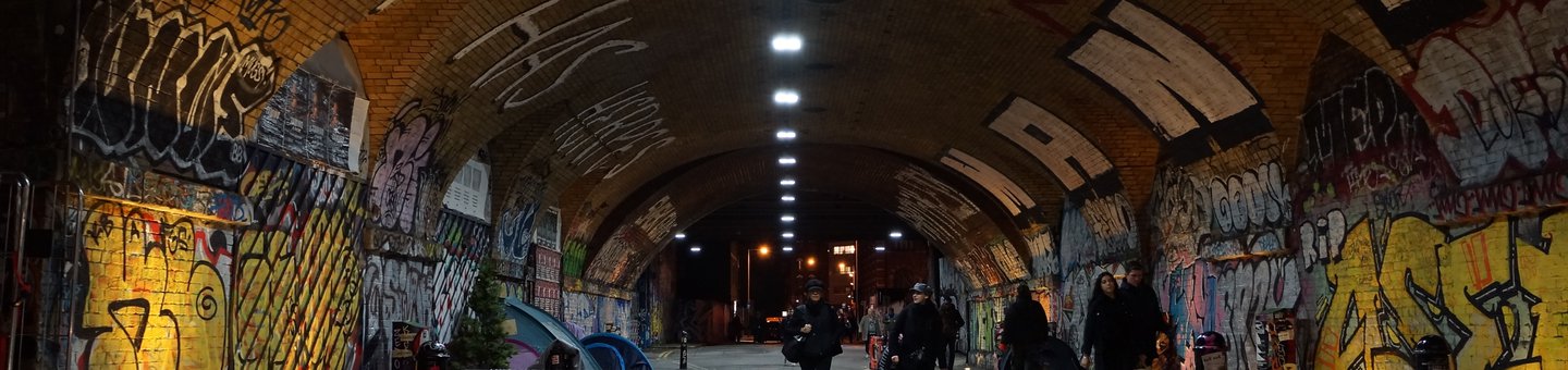 Tunnel with graffiti painted