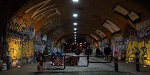 Tunnel with graffiti painted