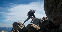 Man climbing mountain